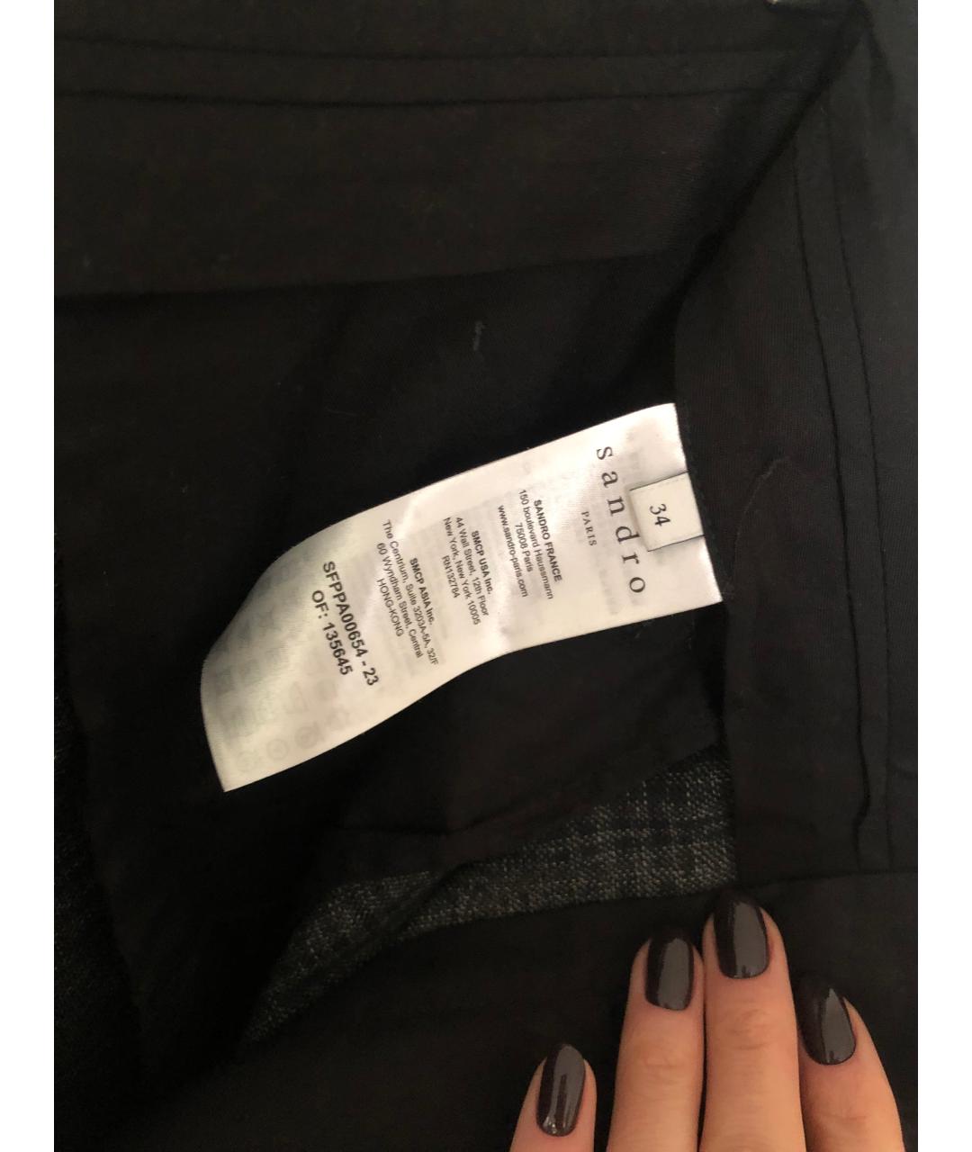 SANDRO Серые шерстяные брюки узкие, фото 4