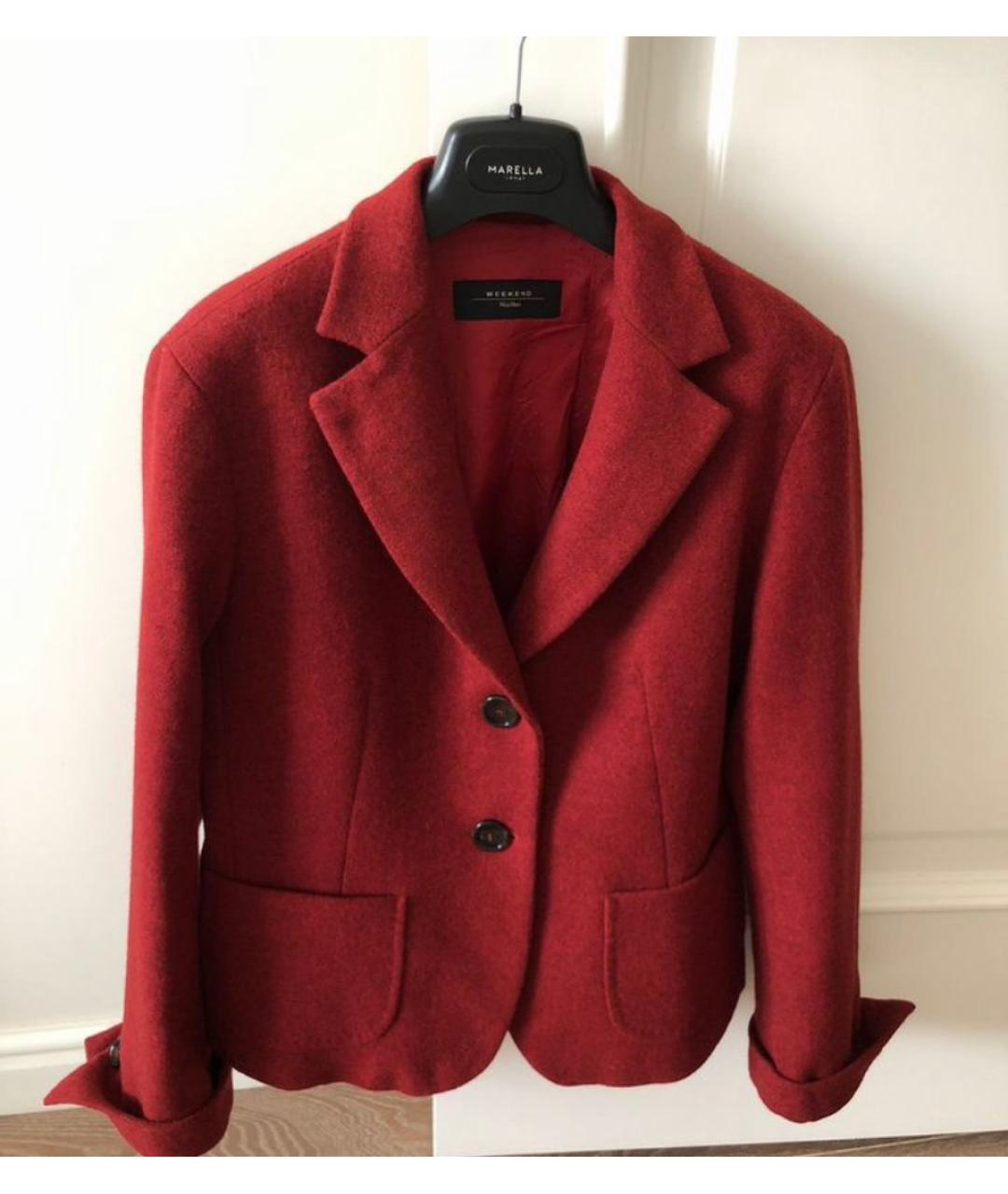 WEEKEND MAX MARA Бордовый шерстяной жакет/пиджак, фото 8
