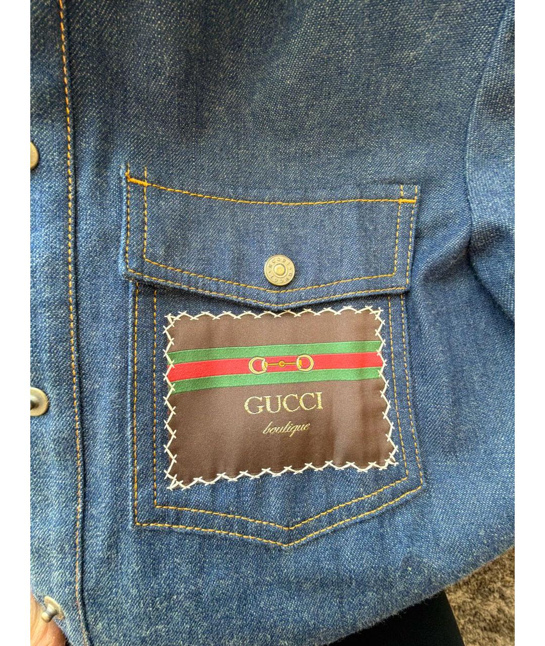 GUCCI Синяя хлопковая рубашка, фото 4
