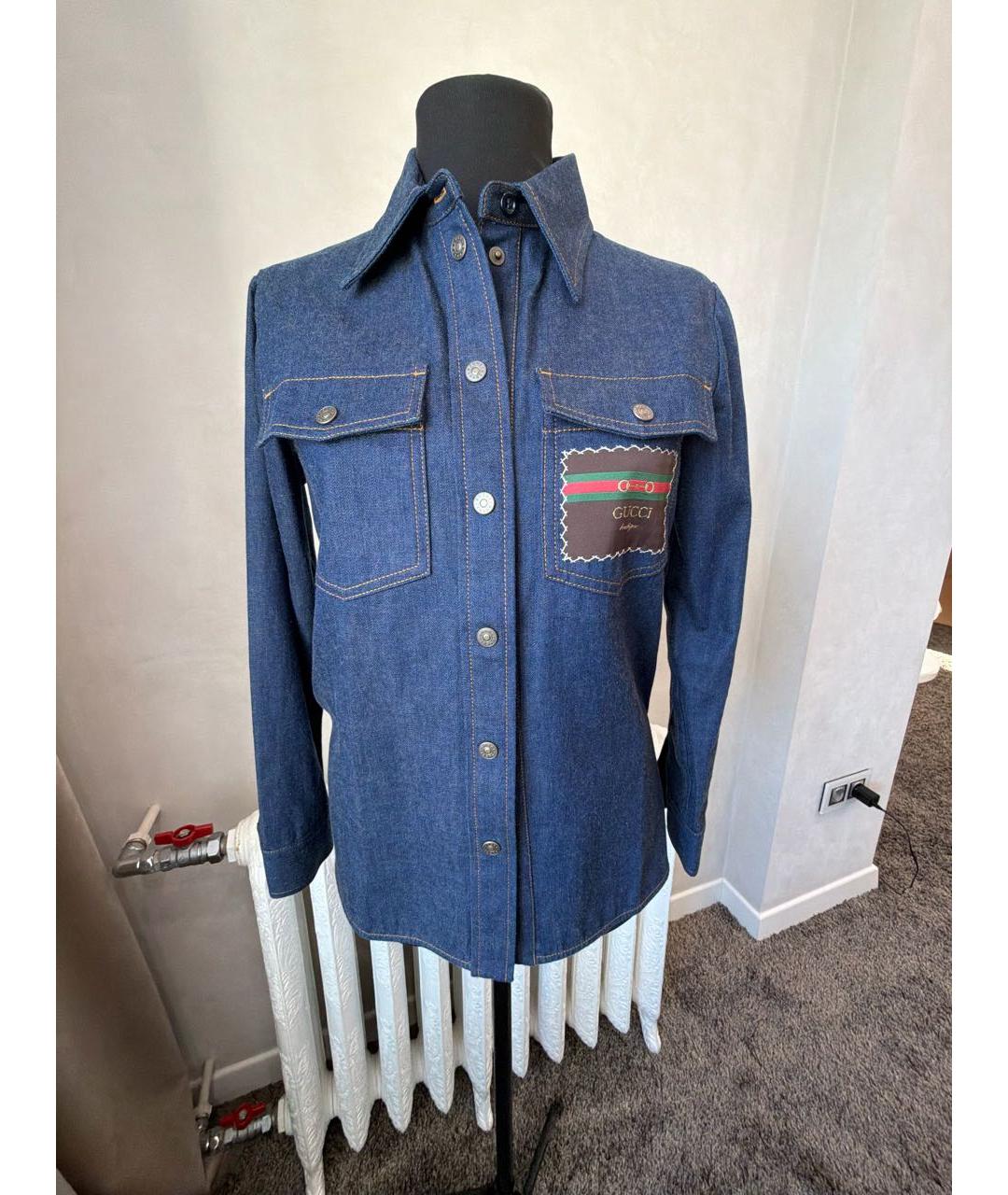 GUCCI Синяя хлопковая рубашка, фото 6