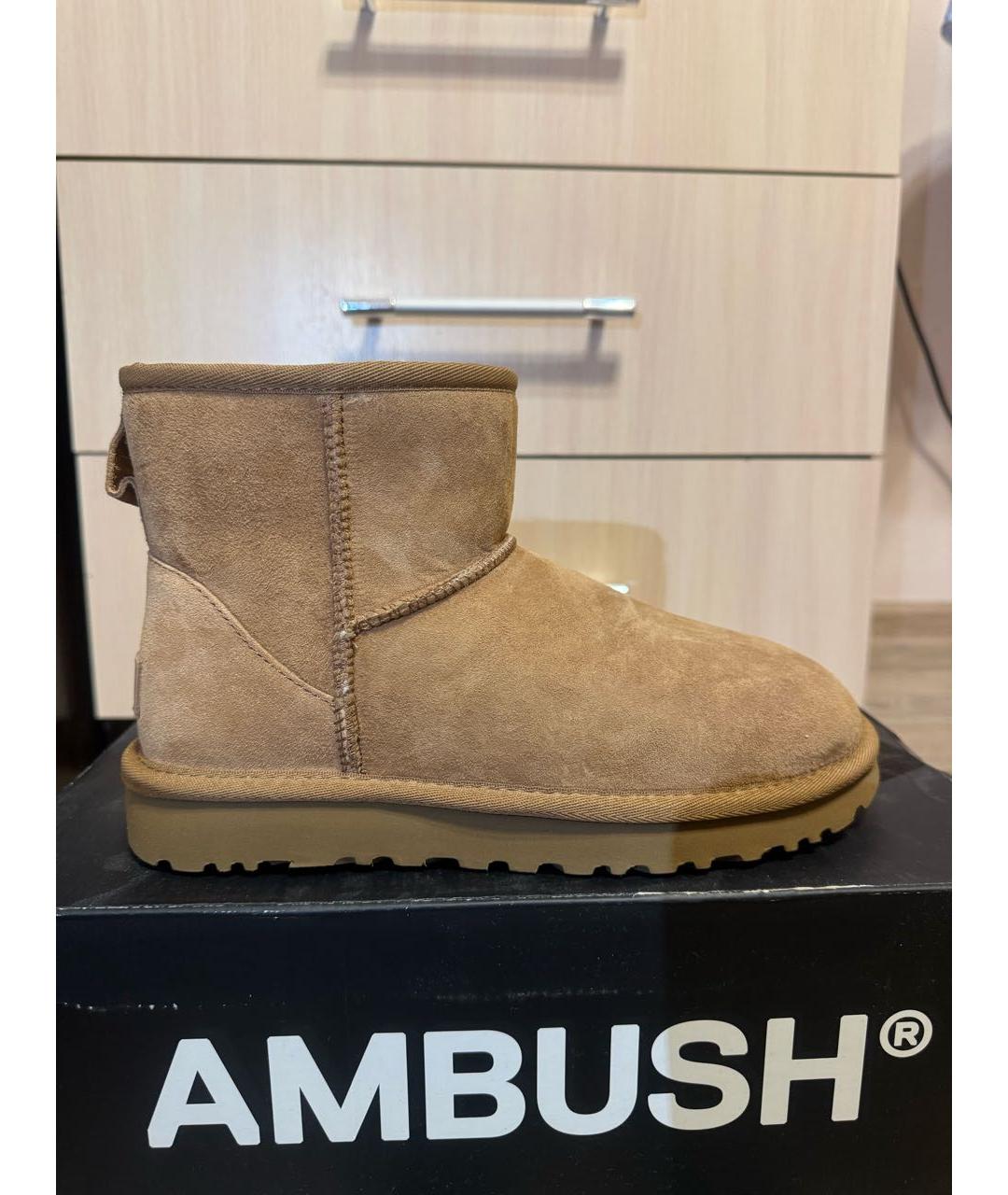 UGG AUSTRALIA Бежевые кожаные ботинки, фото 5