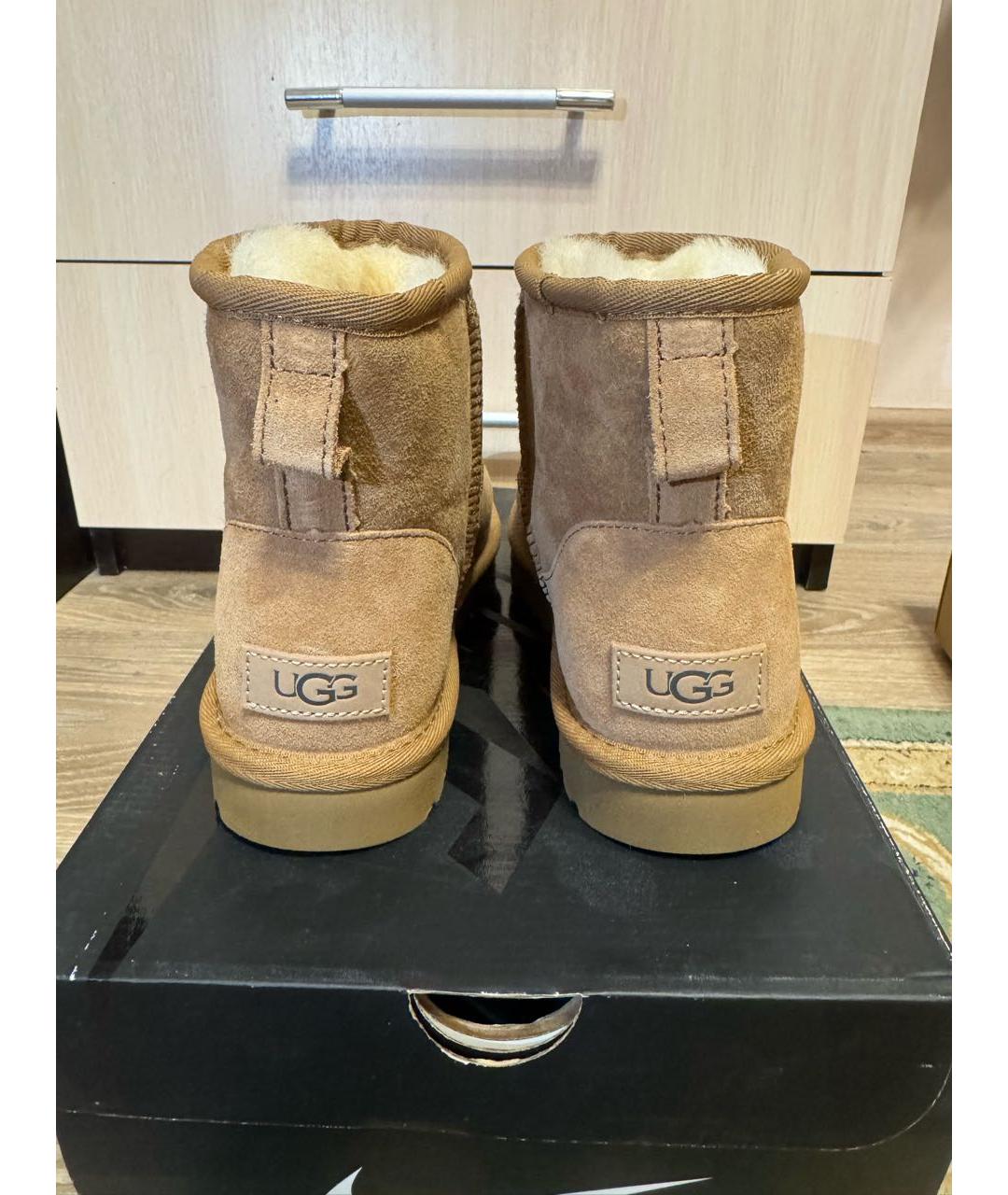 UGG AUSTRALIA Бежевые кожаные ботинки, фото 4