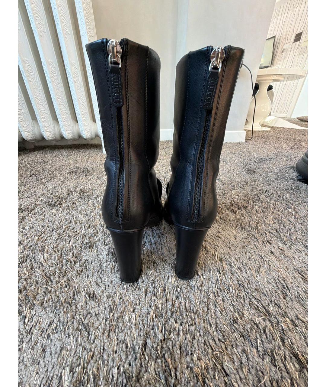 GUCCI Черные кожаные ботильоны, фото 2