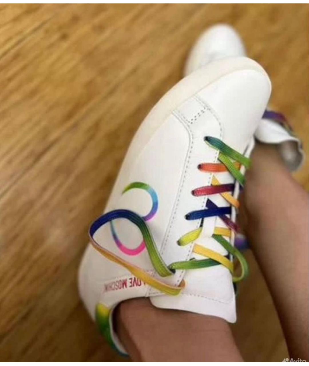 LOVE MOSCHINO Белые кожаные кеды, фото 4