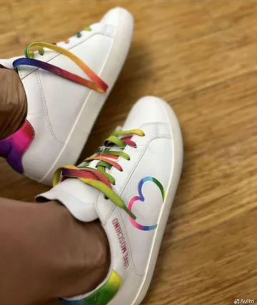 LOVE MOSCHINO Белые кожаные кеды, фото 3