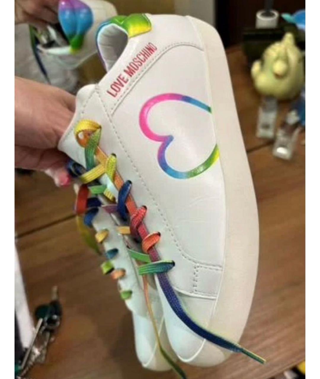 LOVE MOSCHINO Белые кожаные кеды, фото 5