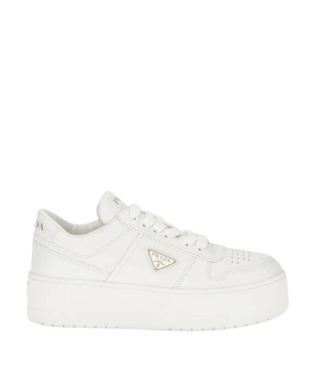 PRADA Белые кожаные кеды, фото 1