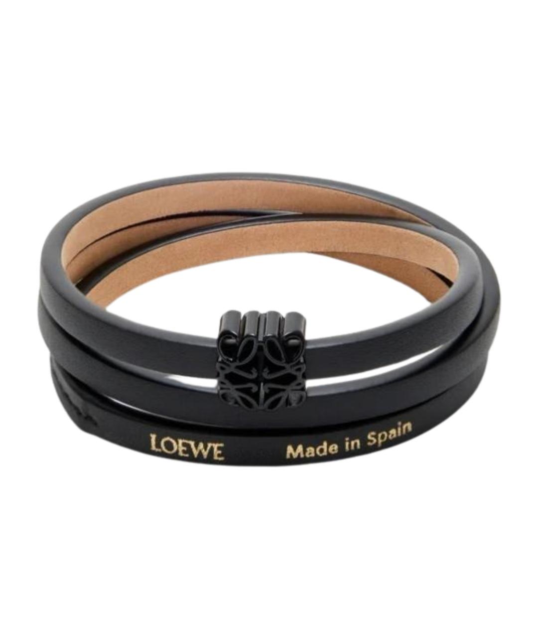 LOEWE Черный кожаный браслет, фото 1