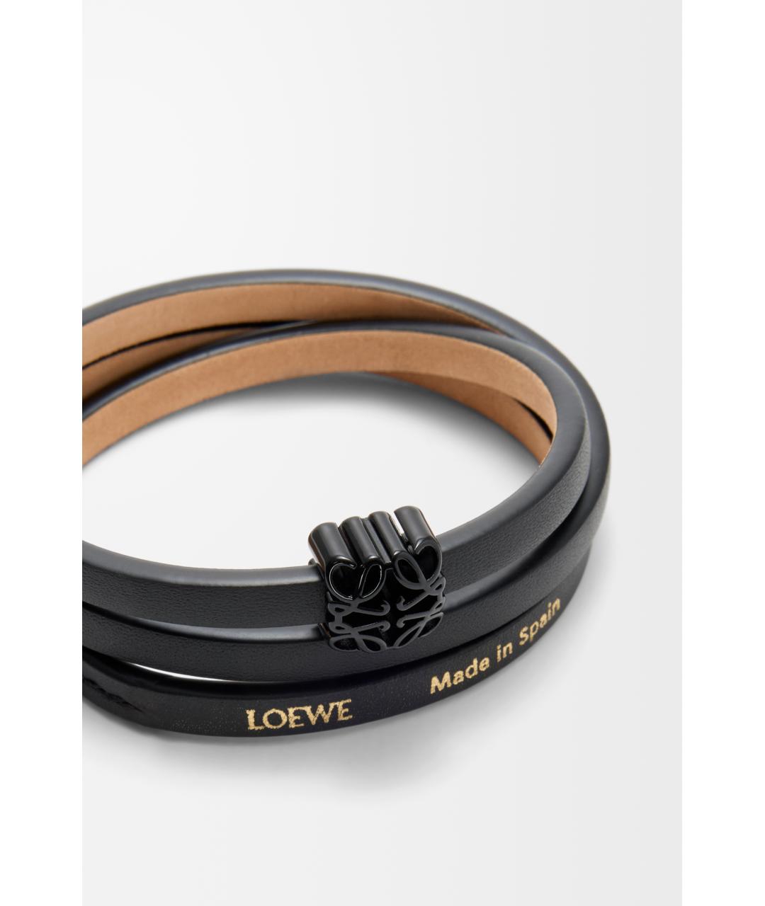 LOEWE Черный кожаный браслет, фото 3