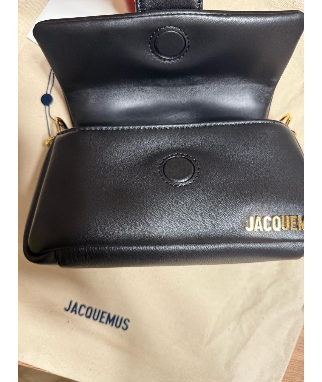 JACQUEMUS Черная кожаная сумка через плечо, фото 7