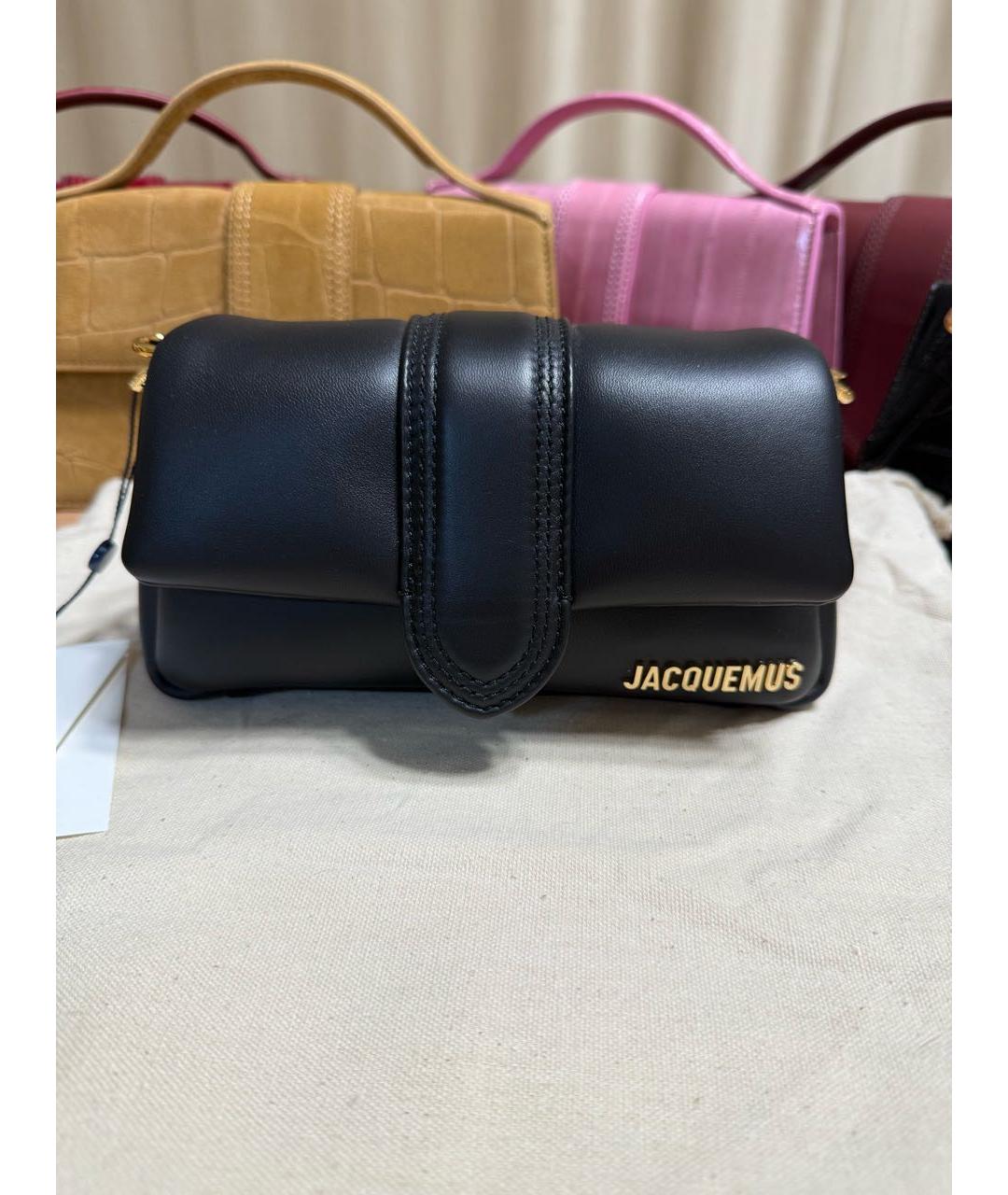 JACQUEMUS Черная кожаная сумка через плечо, фото 2