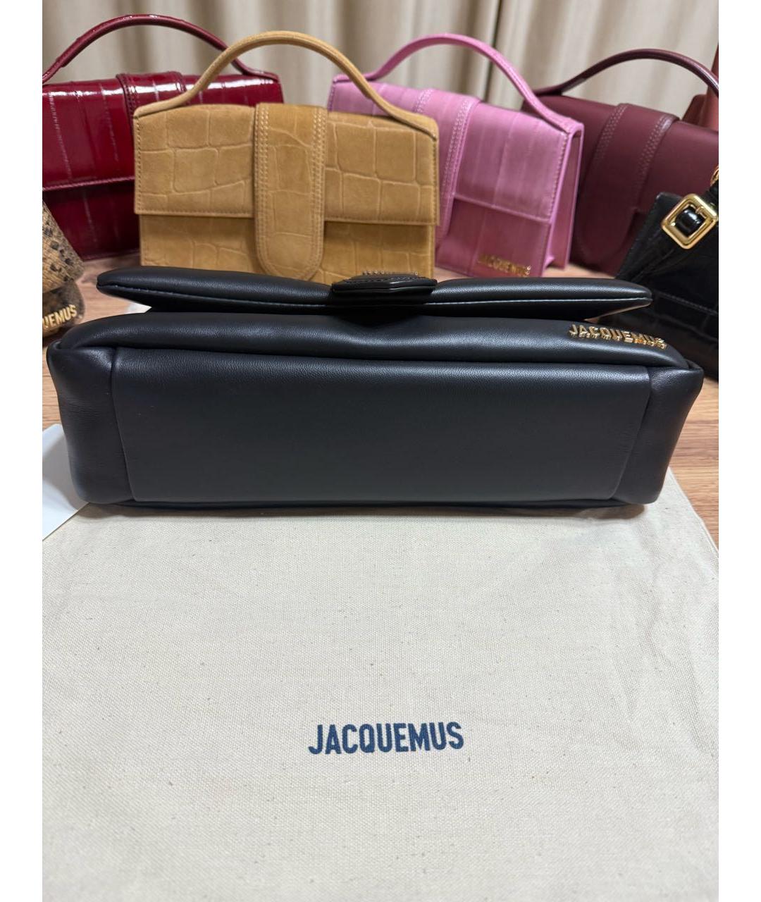 JACQUEMUS Черная кожаная сумка через плечо, фото 6