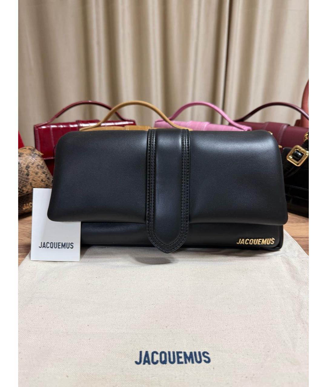 JACQUEMUS Черная кожаная сумка через плечо, фото 2