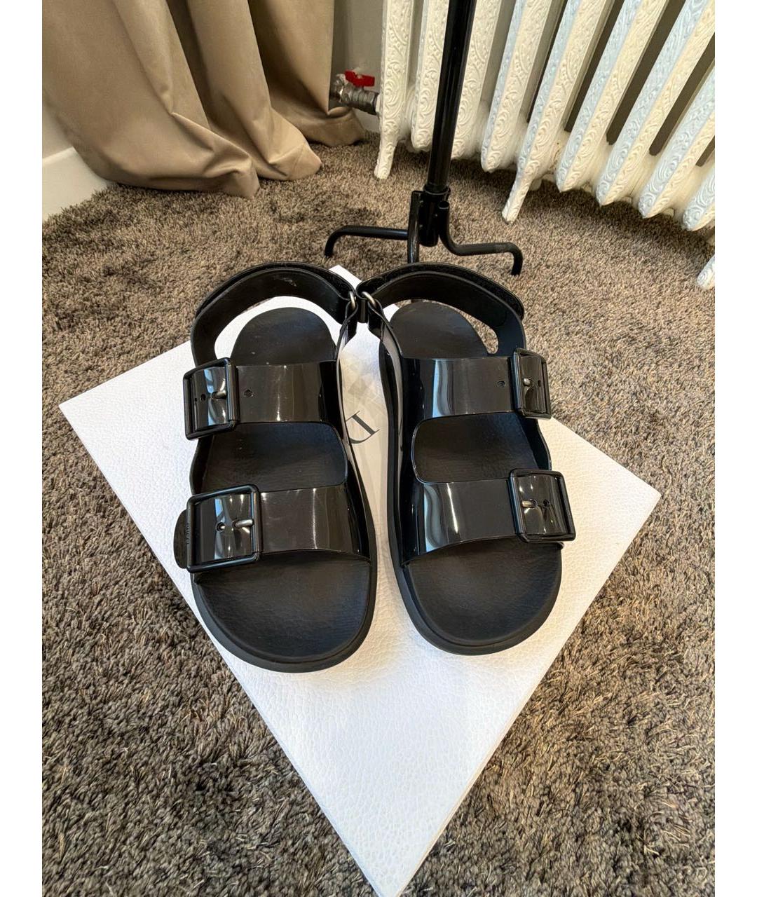 GUCCI Черные резиновые сандалии, фото 2