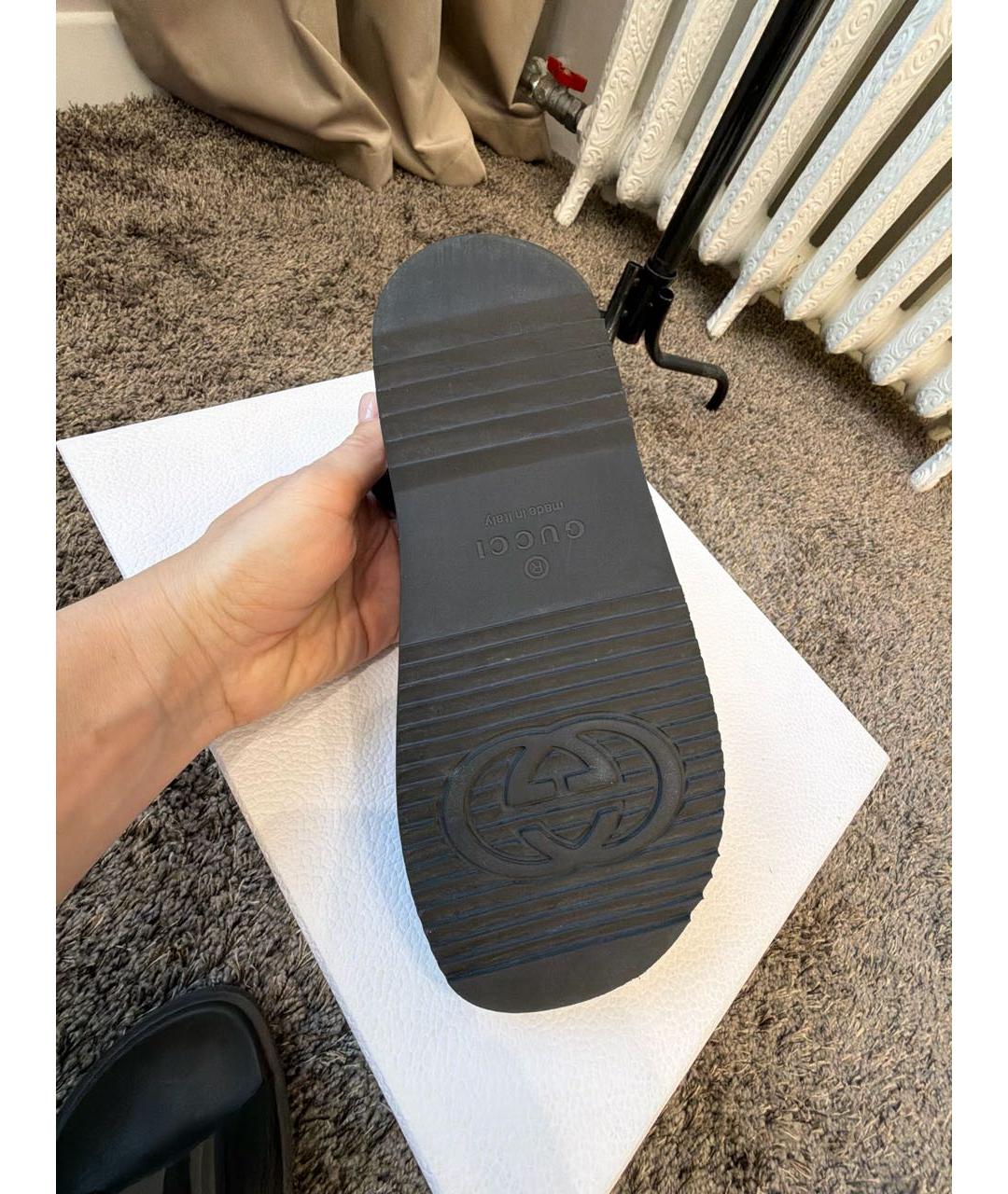 GUCCI Черные резиновые сандалии, фото 4