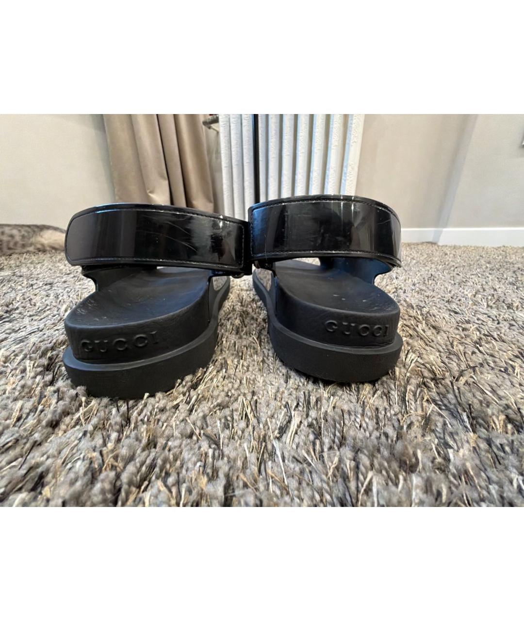 GUCCI Черные резиновые сандалии, фото 3