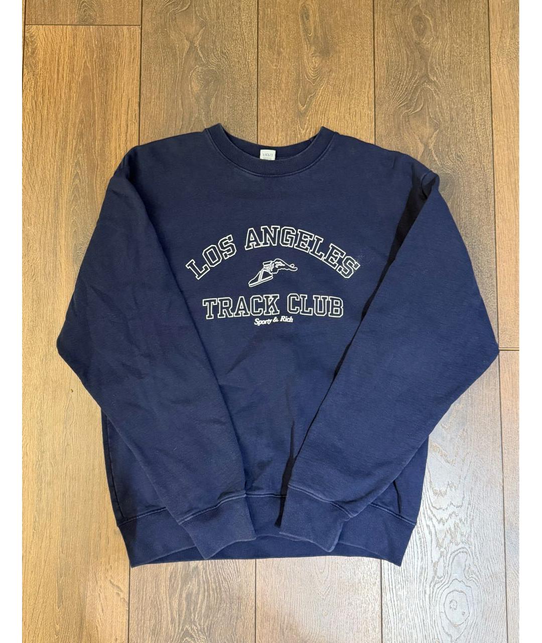 SPORTY AND RICH Темно-синий хлопко-эластановый костюм с брюками, фото 4