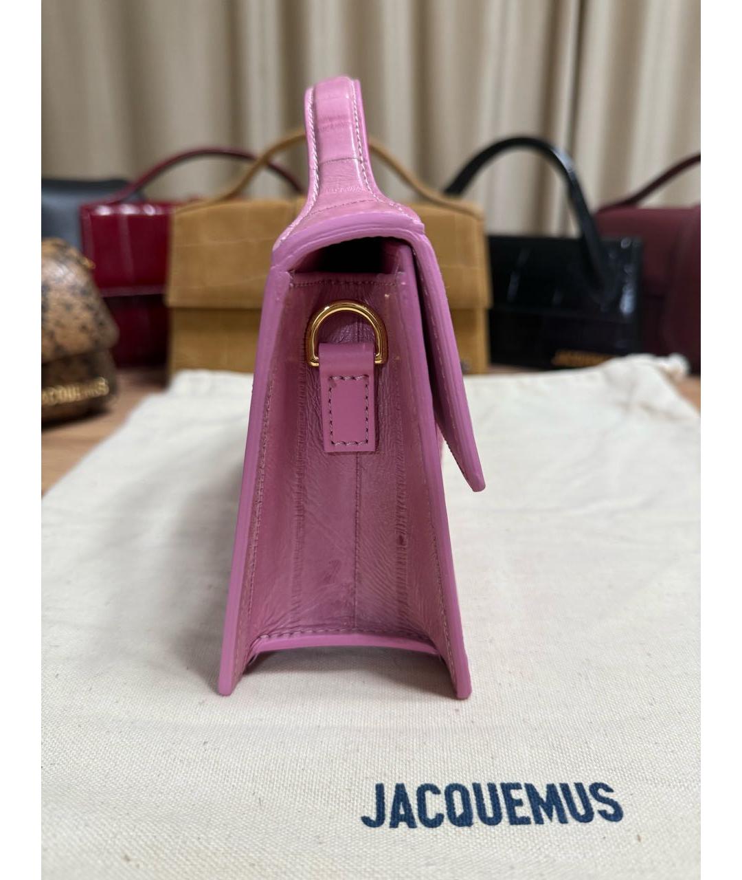 JACQUEMUS Розовая кожаная сумка через плечо, фото 5