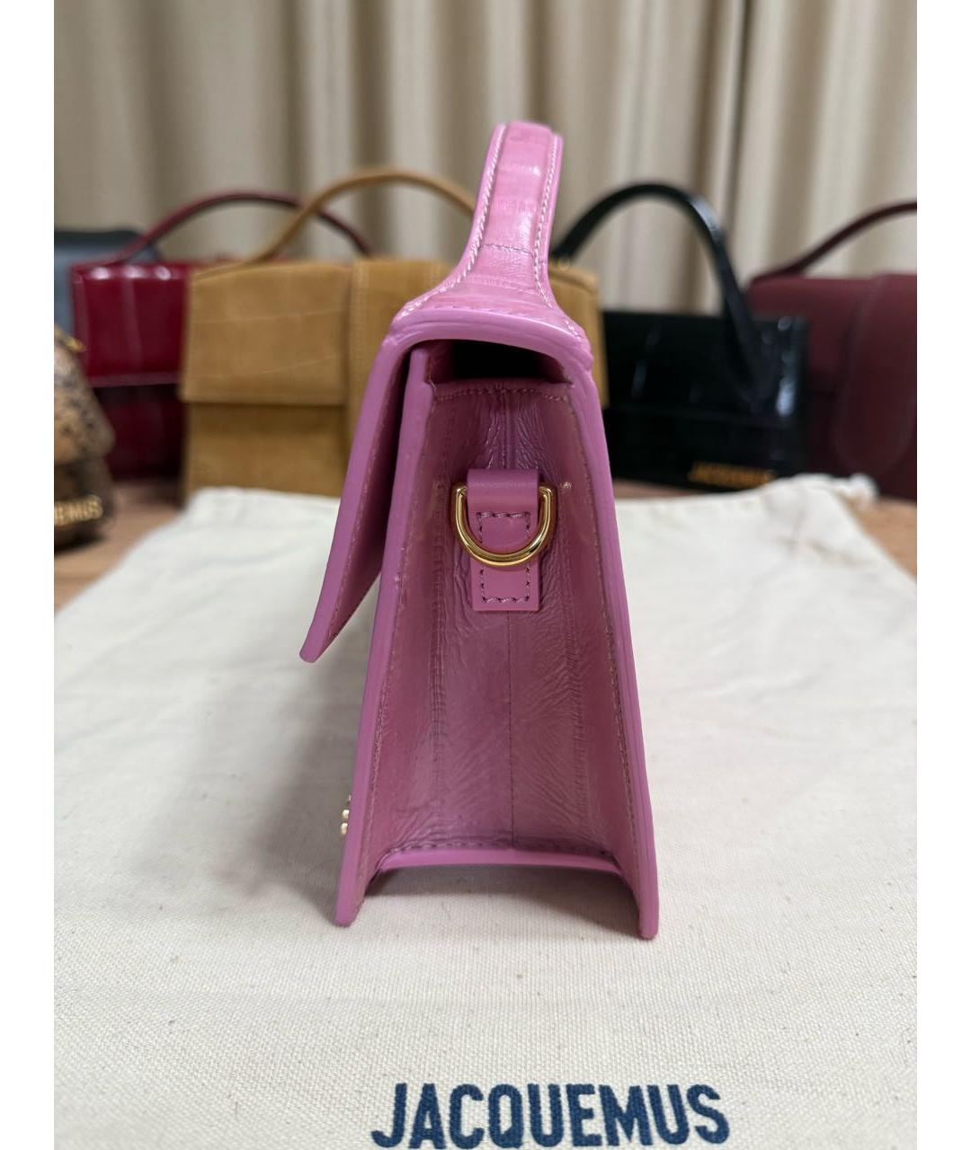 JACQUEMUS Розовая кожаная сумка через плечо, фото 4