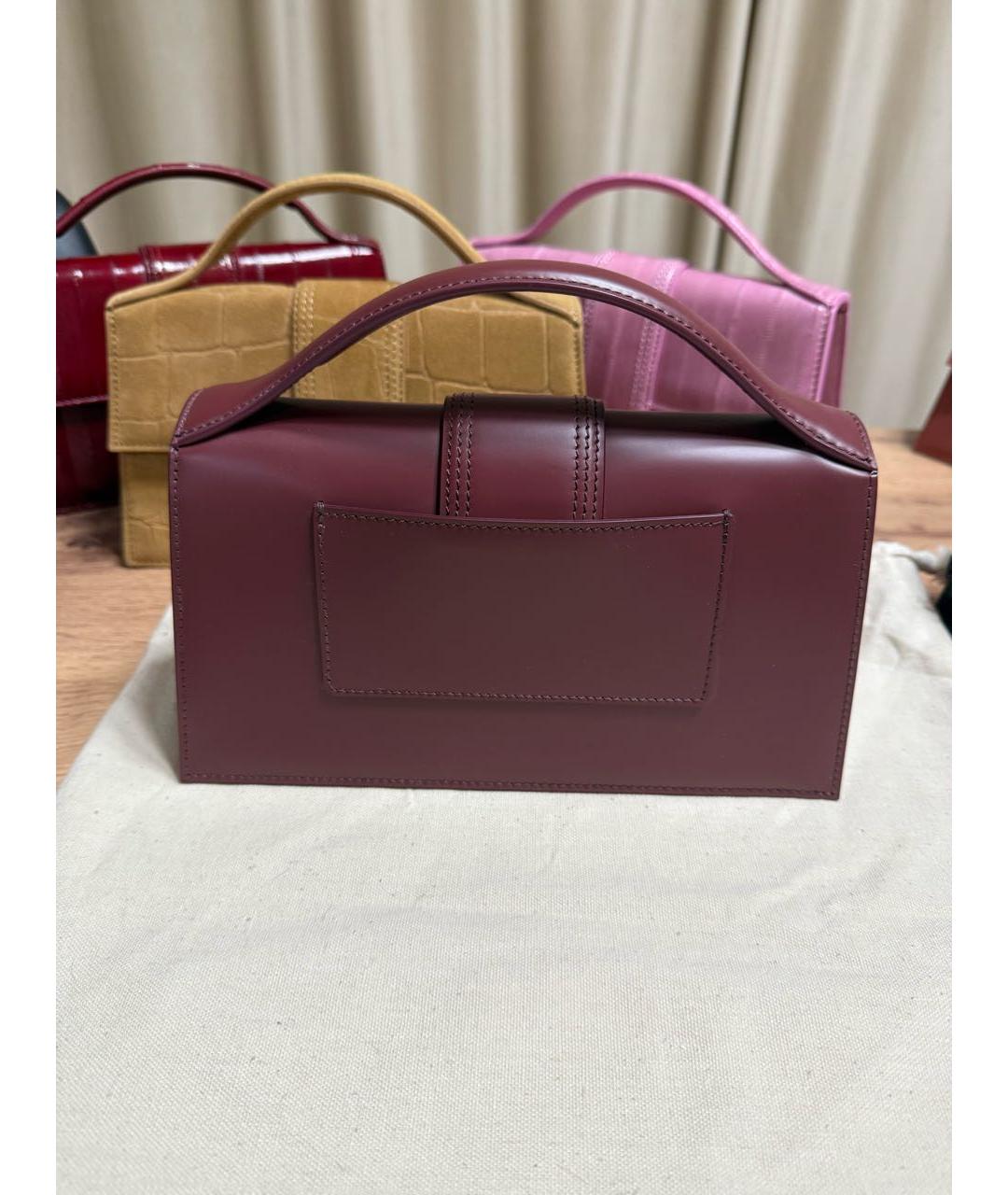 JACQUEMUS Бордовая кожаная сумка через плечо, фото 3