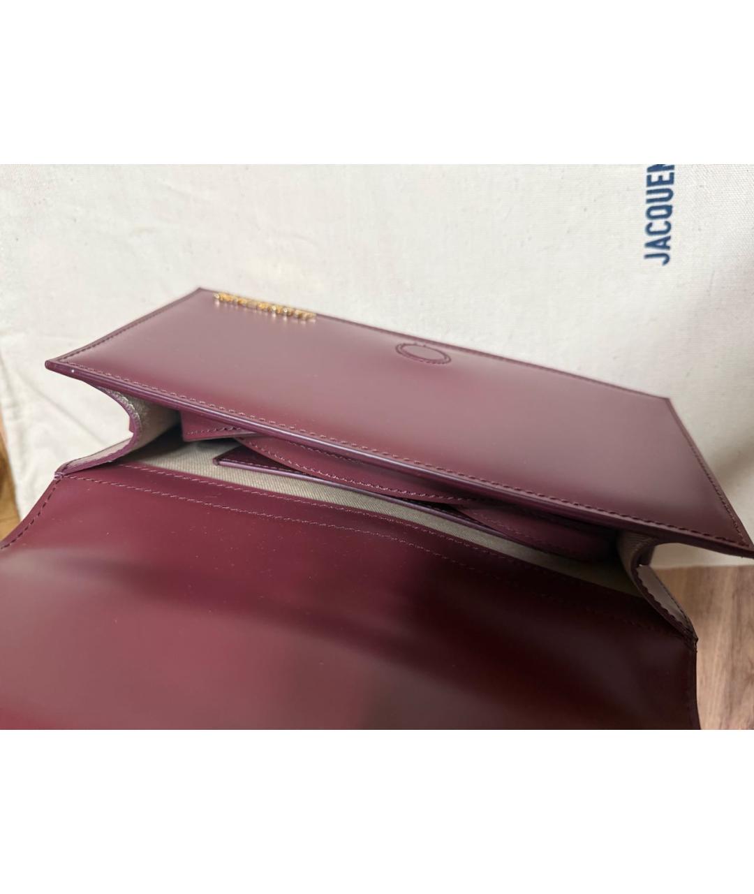 JACQUEMUS Бордовая кожаная сумка через плечо, фото 7