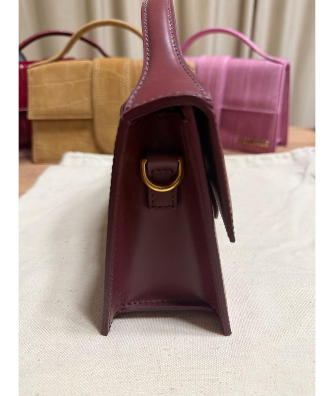 JACQUEMUS Бордовая кожаная сумка через плечо, фото 4