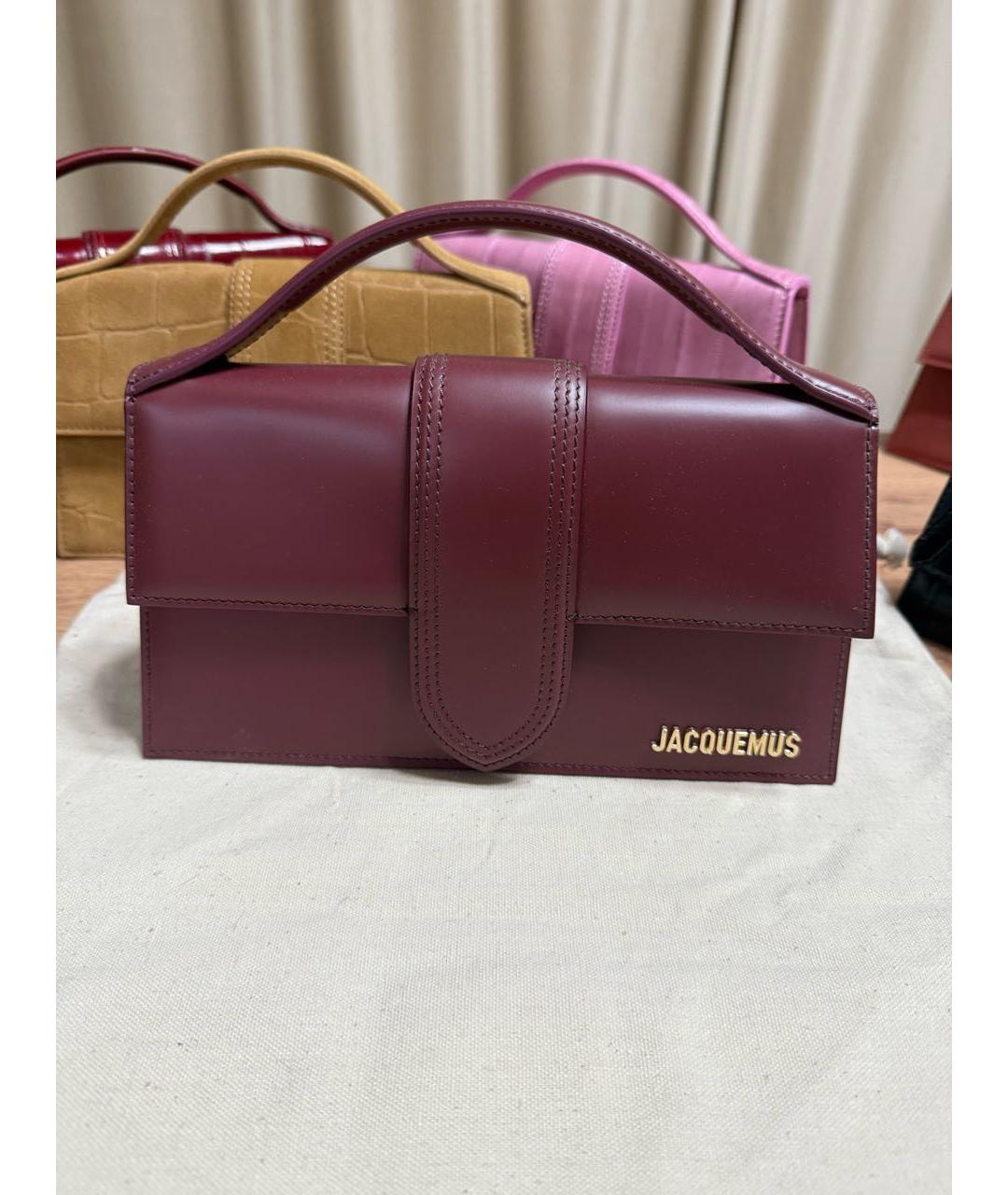 JACQUEMUS Бордовая кожаная сумка через плечо, фото 2