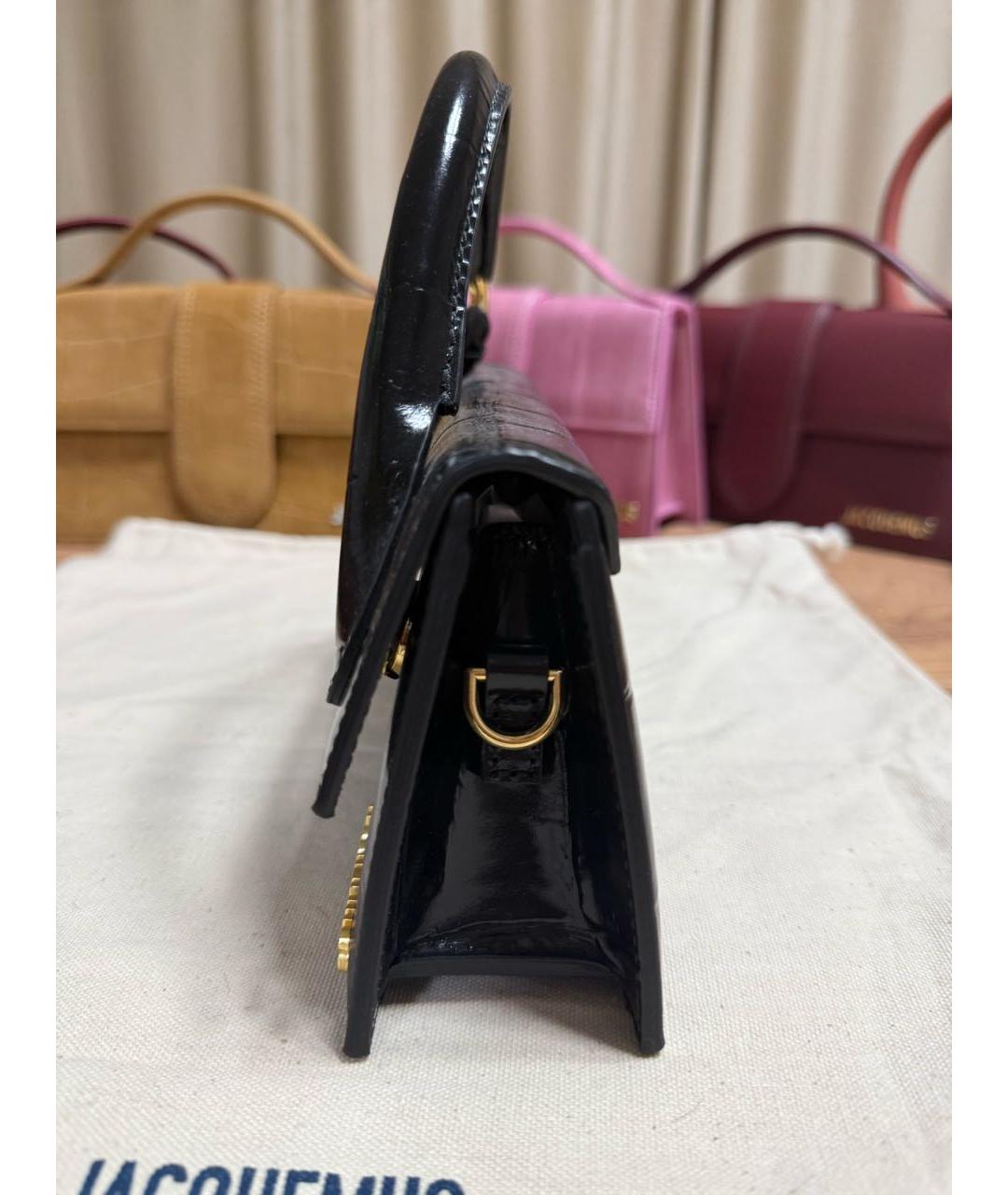 JACQUEMUS Черная кожаная сумка через плечо, фото 5