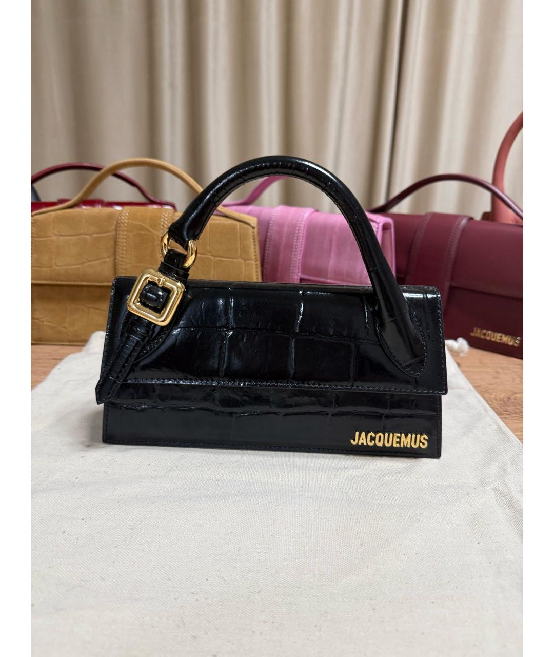 JACQUEMUS Черная кожаная сумка через плечо, фото 2