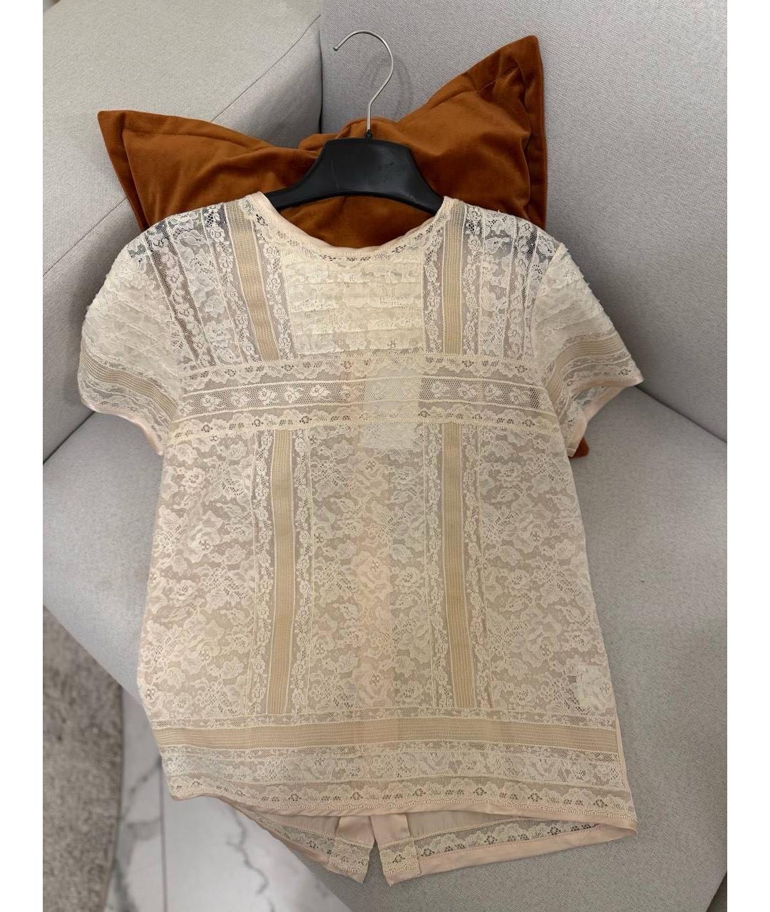 ERMANNO SCERVINO Бежевая шелковая блузы, фото 2