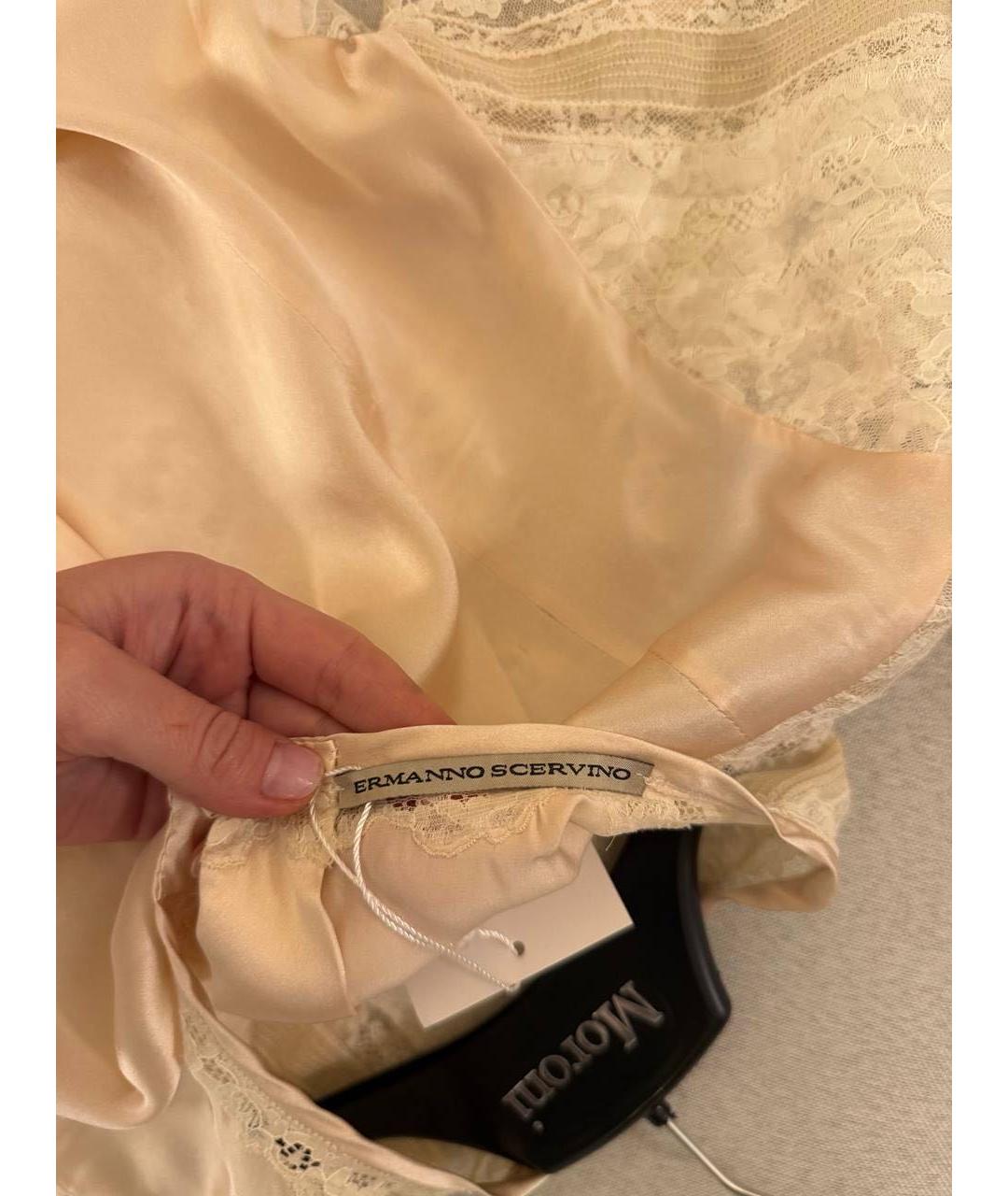 ERMANNO SCERVINO Бежевая шелковая блузы, фото 3