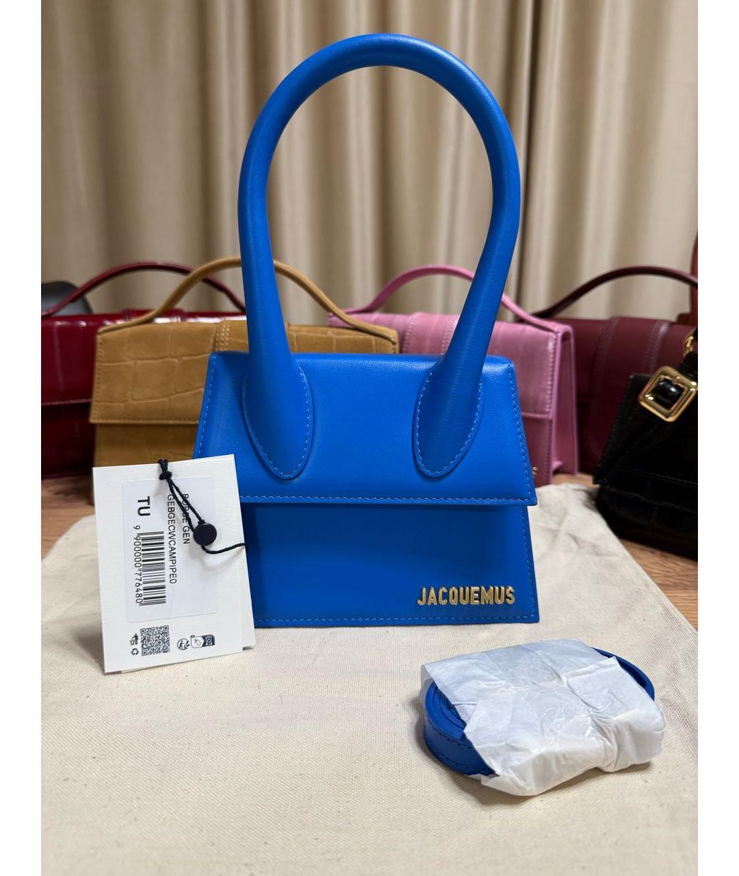 JACQUEMUS Синяя кожаная сумка через плечо, фото 8