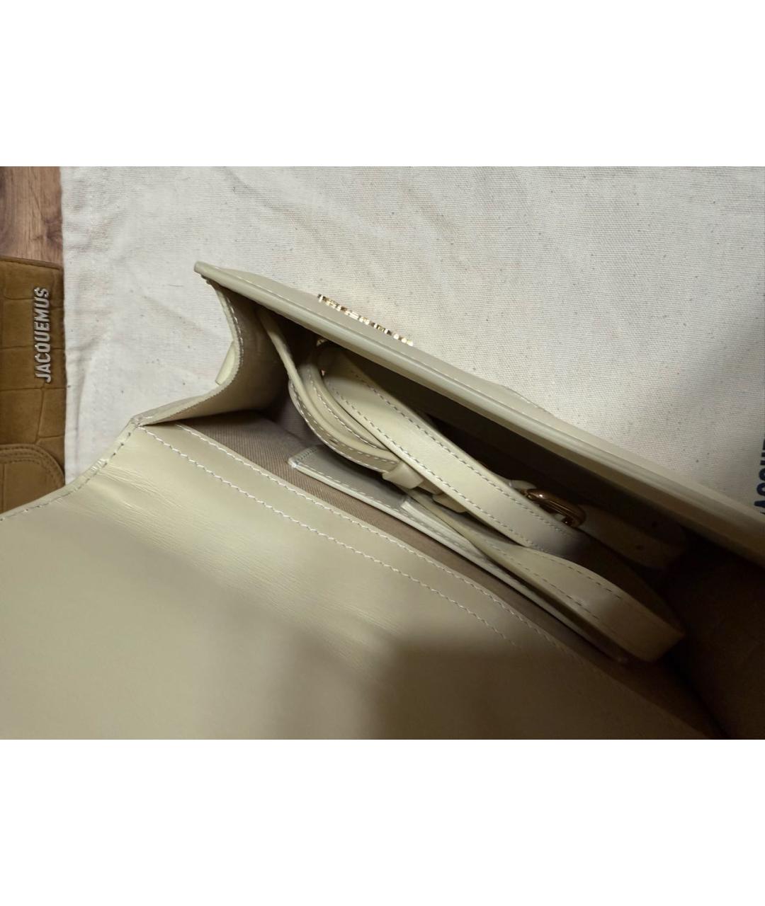 JACQUEMUS Бежевая кожаная сумка через плечо, фото 7