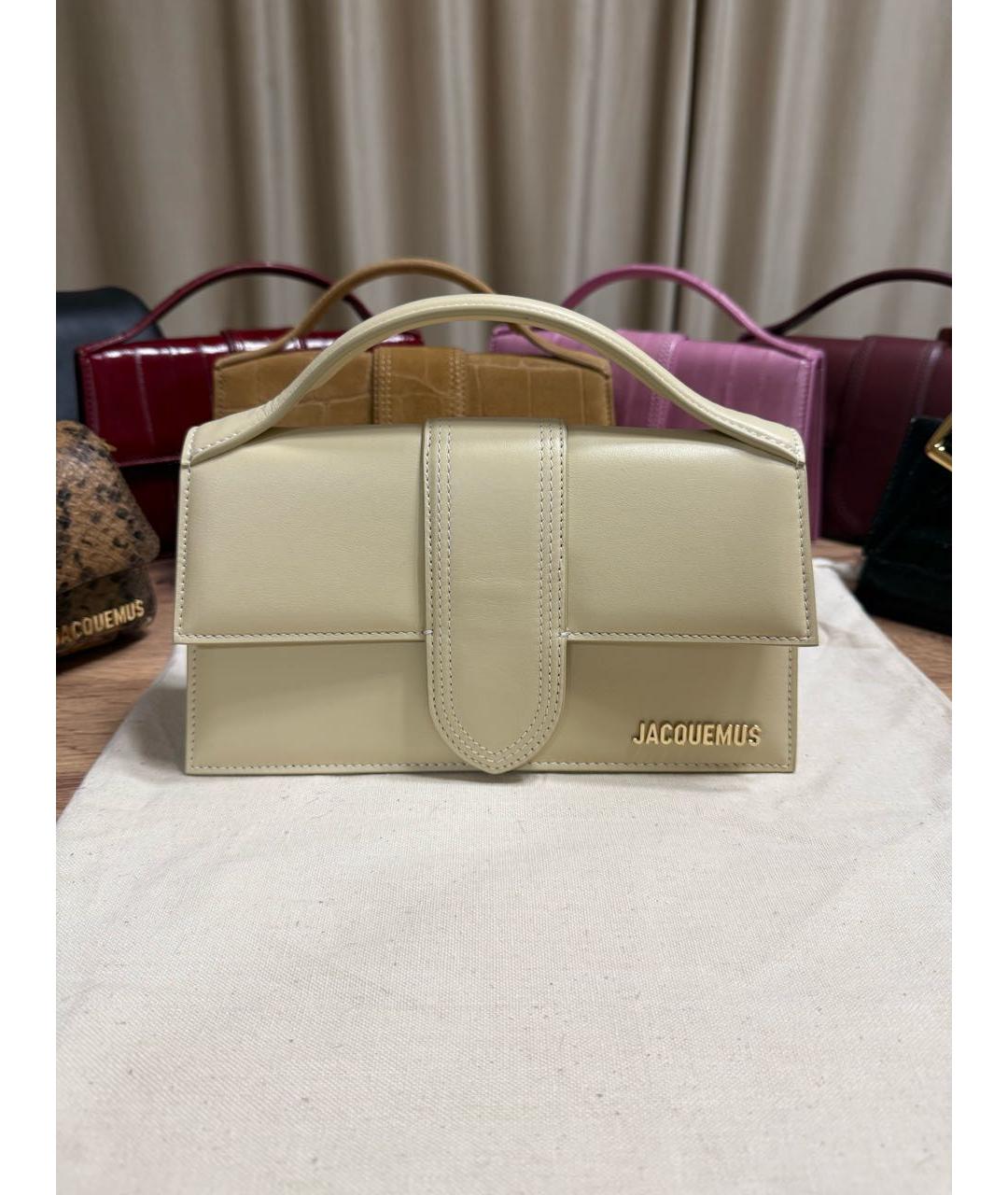 JACQUEMUS Бежевая кожаная сумка через плечо, фото 2