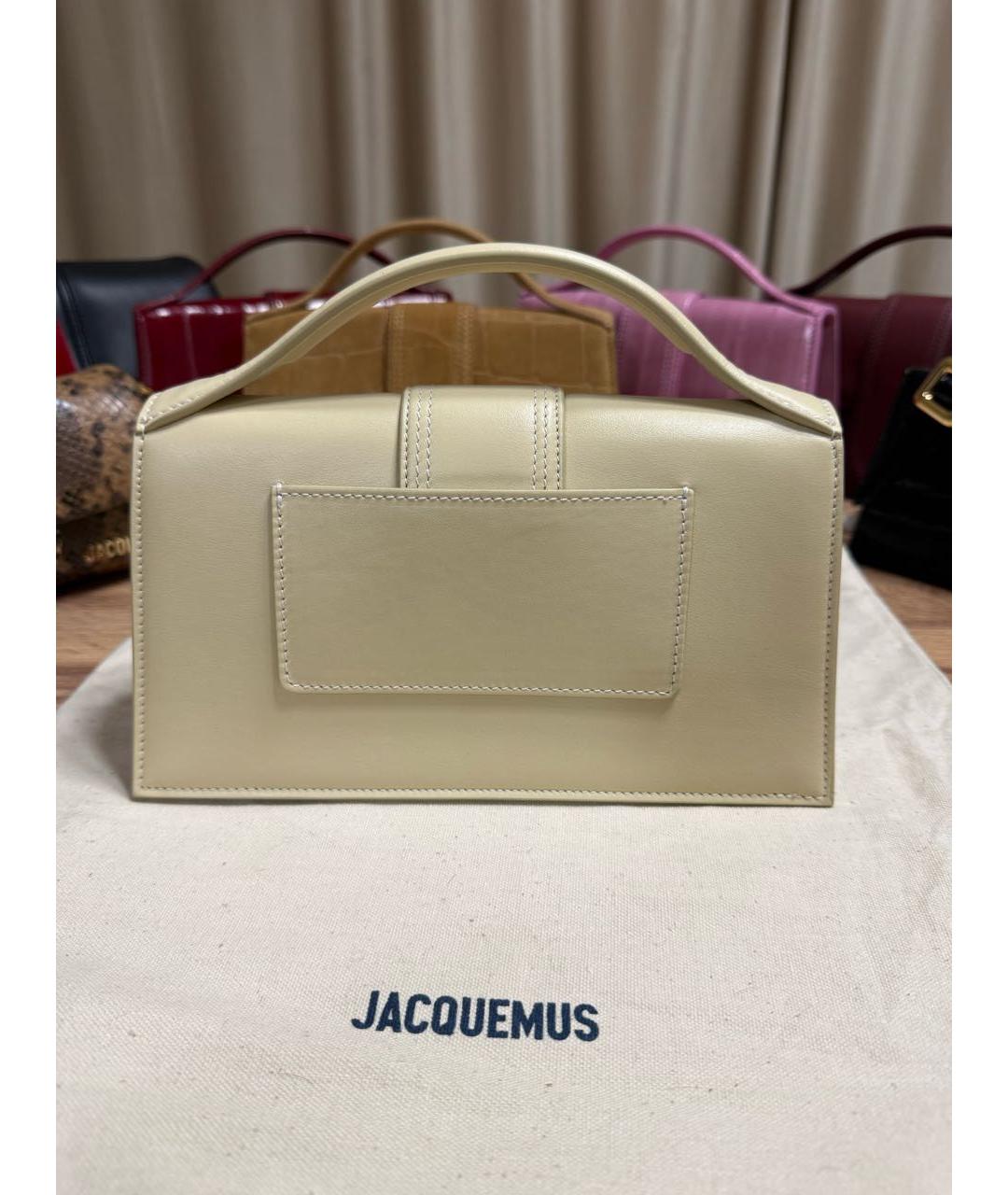 JACQUEMUS Бежевая кожаная сумка через плечо, фото 3
