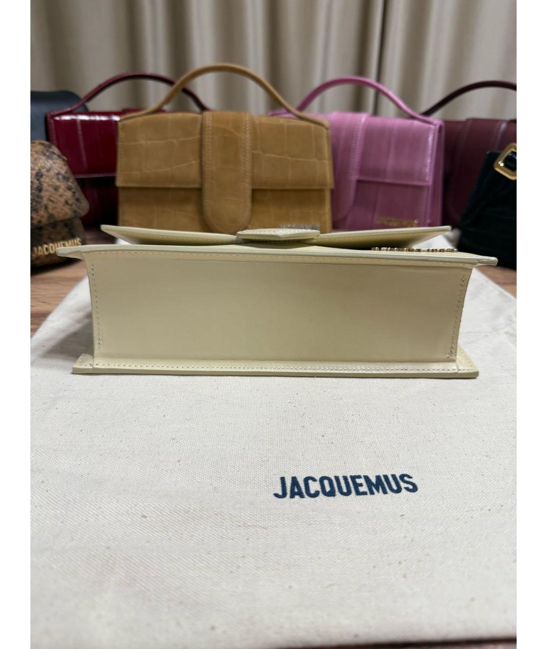 JACQUEMUS Бежевая кожаная сумка через плечо, фото 6