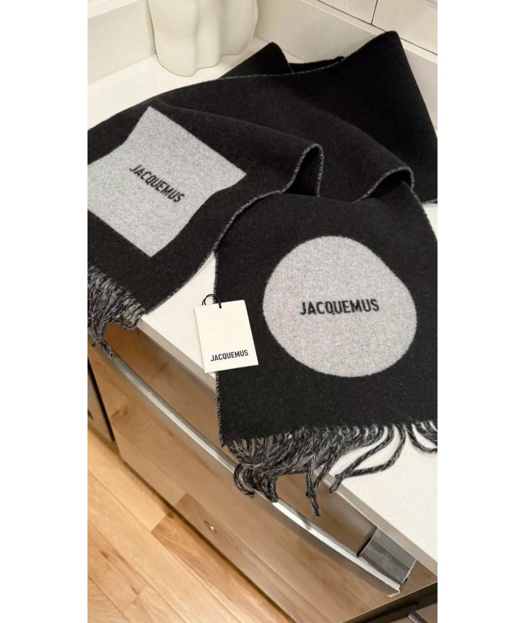 JACQUEMUS Черный шерстяной шарф, фото 2