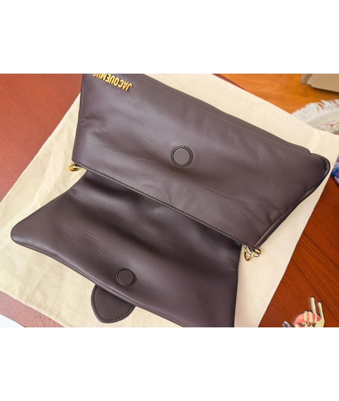 JACQUEMUS Коричневая кожаная сумка через плечо, фото 7