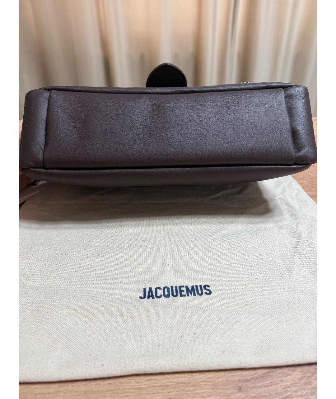 JACQUEMUS Коричневая кожаная сумка через плечо, фото 6