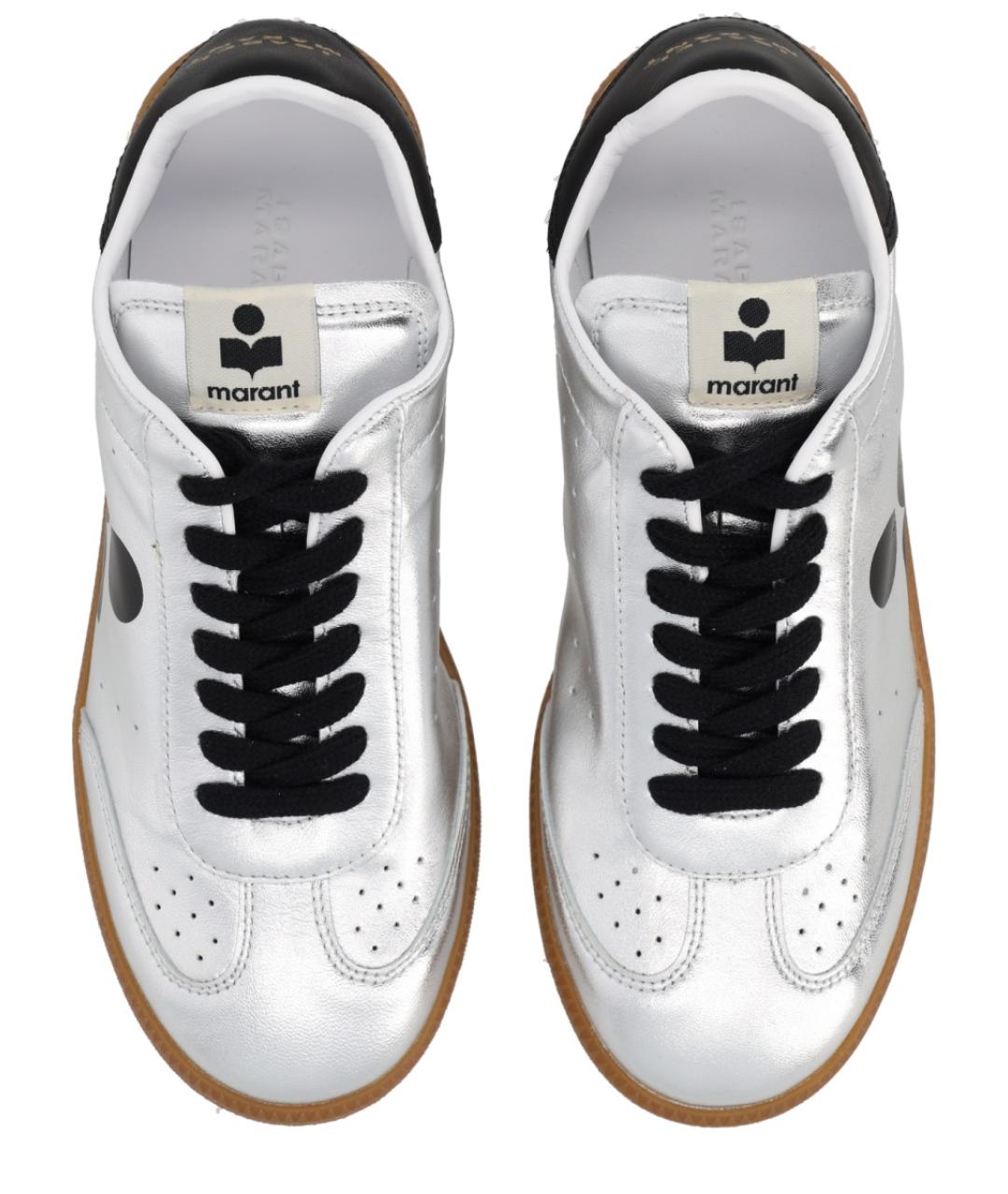 ISABEL MARANT Серебряные кожаные кроссовки, фото 4