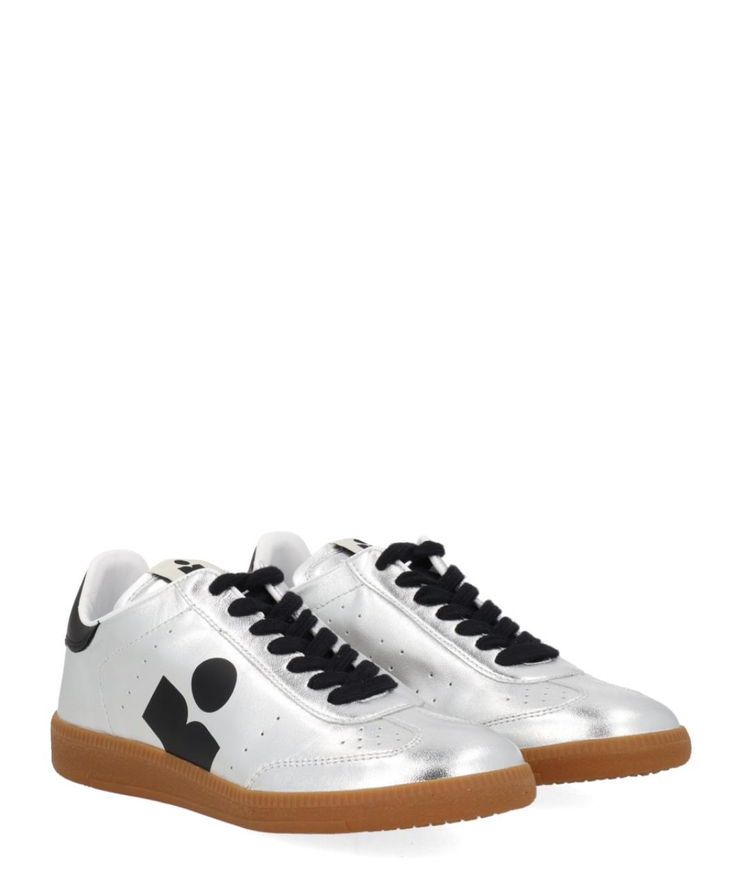 ISABEL MARANT Серебряные кожаные кроссовки, фото 6