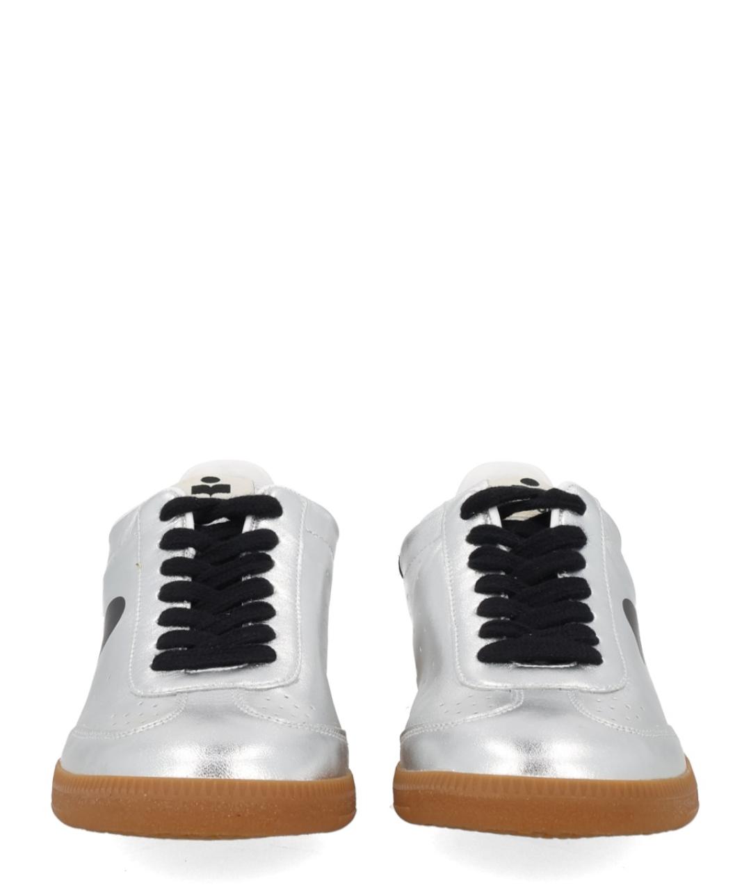 ISABEL MARANT Серебряные кожаные кроссовки, фото 2