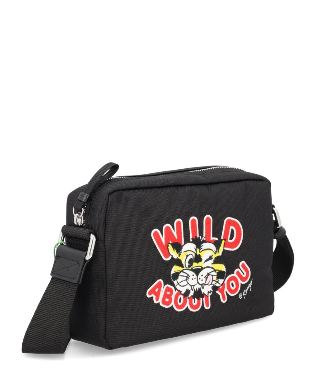 KENZO Черная синтетическая сумка на плечо, фото 2