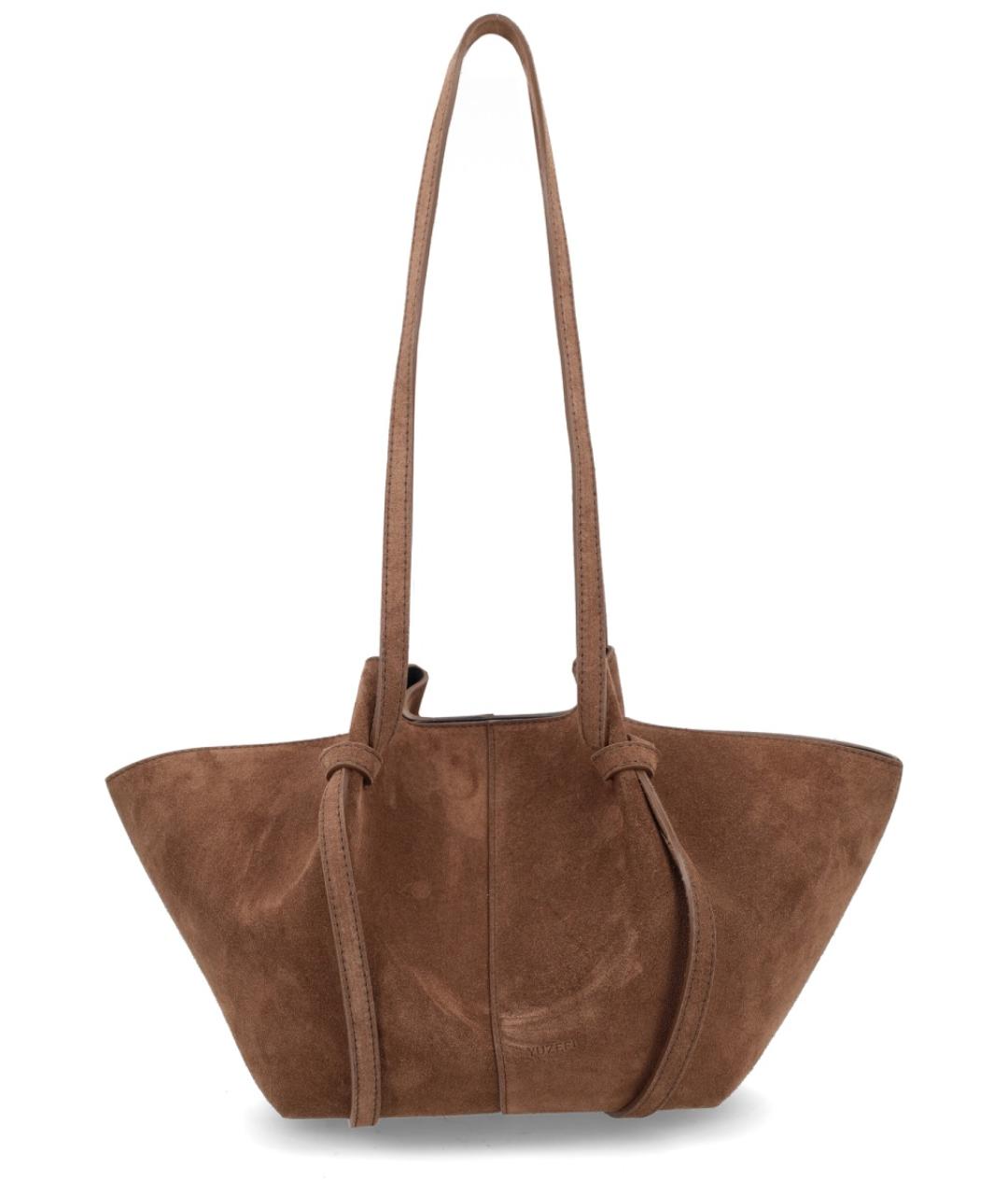 YUZEFI Коричневая замшевая сумка тоут, фото 1