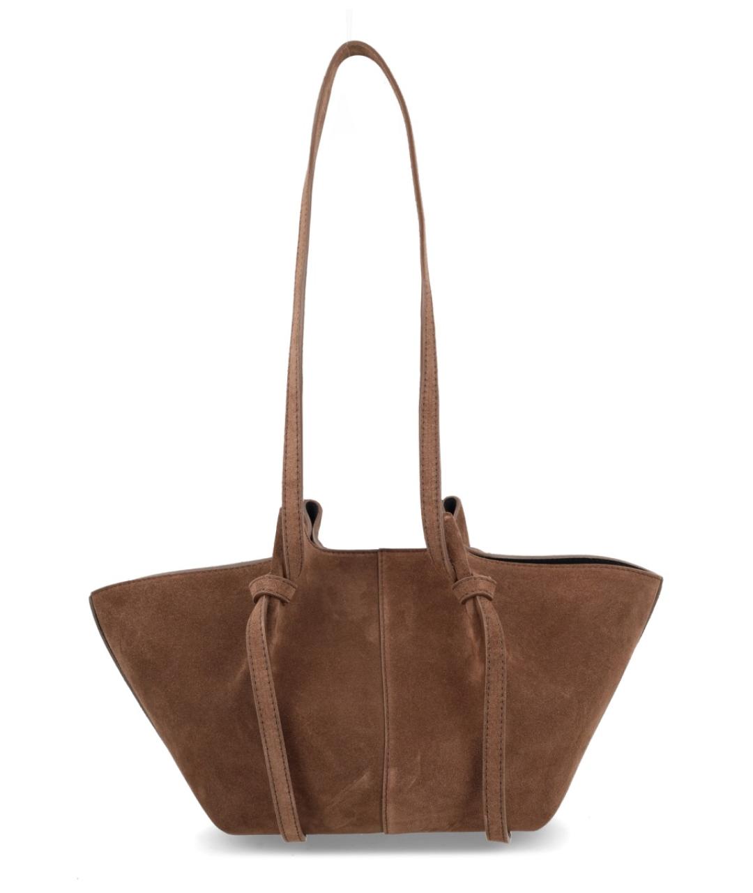 YUZEFI Коричневая замшевая сумка тоут, фото 3