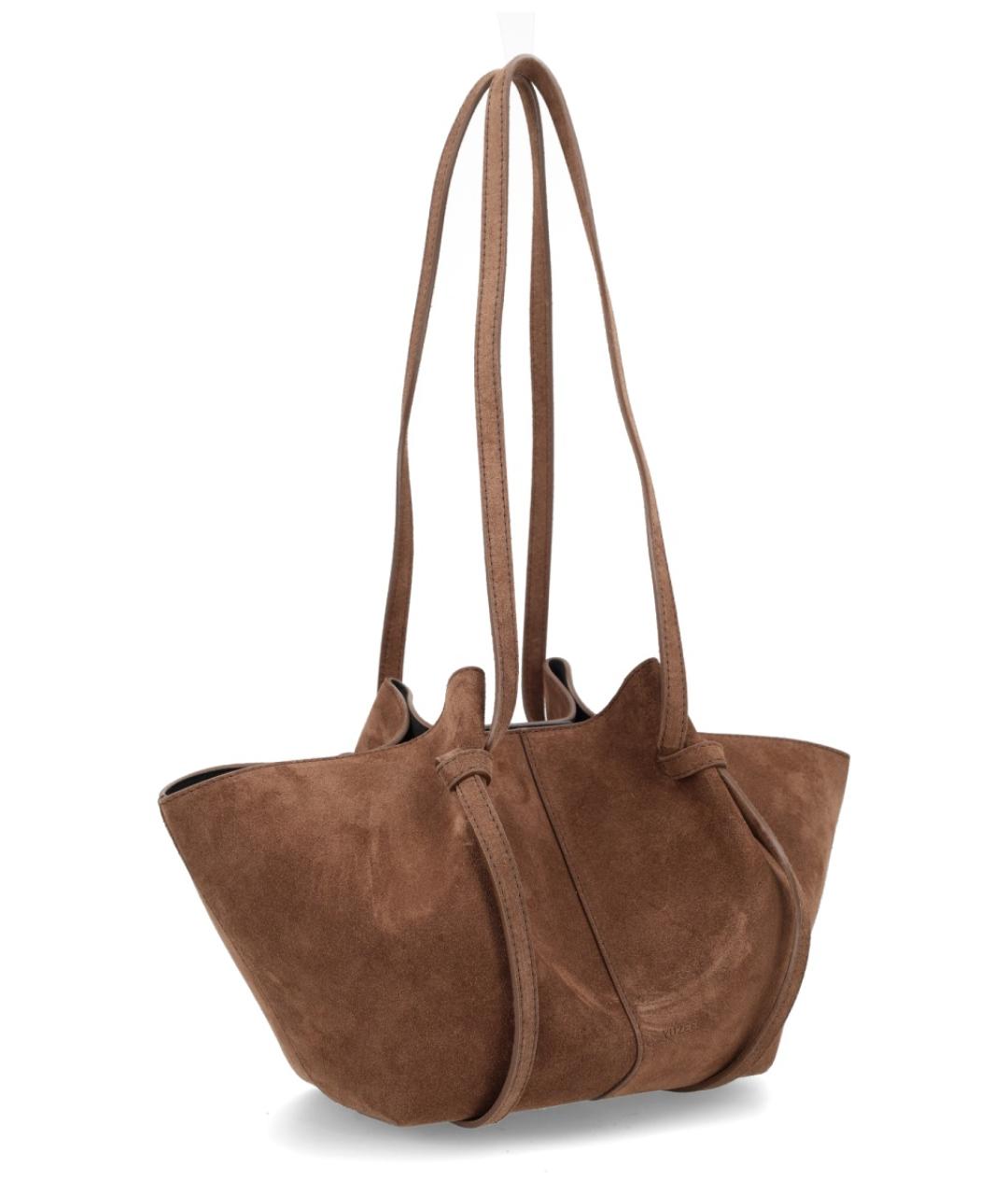YUZEFI Коричневая замшевая сумка тоут, фото 2