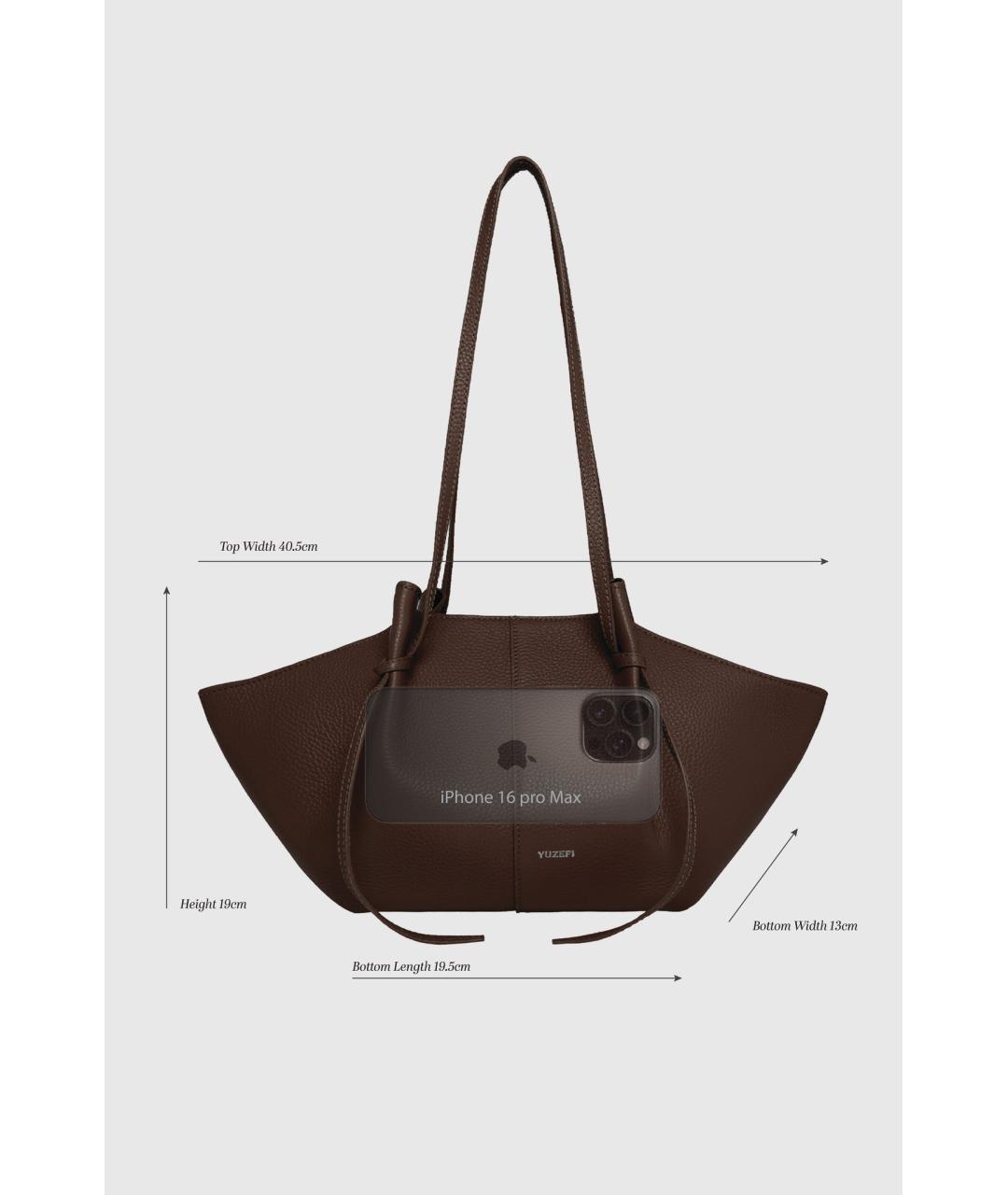 YUZEFI Коричневая замшевая сумка тоут, фото 5