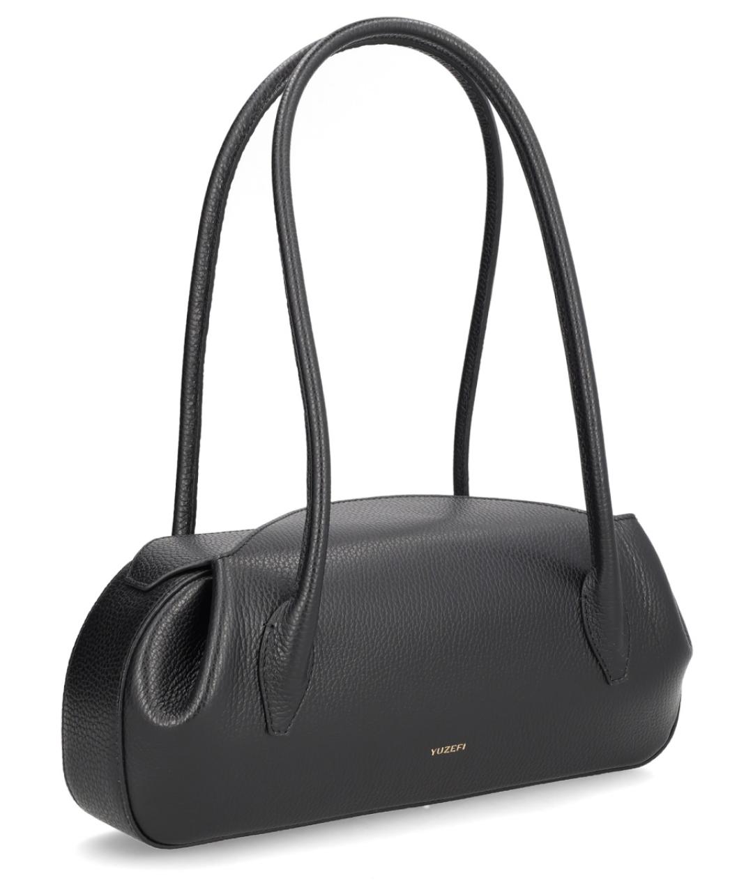 YUZEFI Черная кожаная сумка с короткими ручками, фото 2