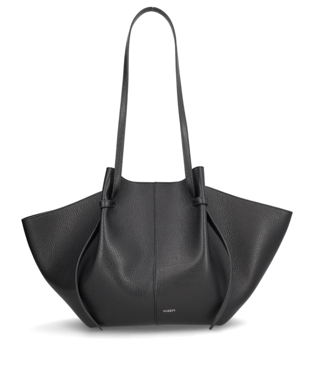 YUZEFI Черная кожаная сумка тоут, фото 1