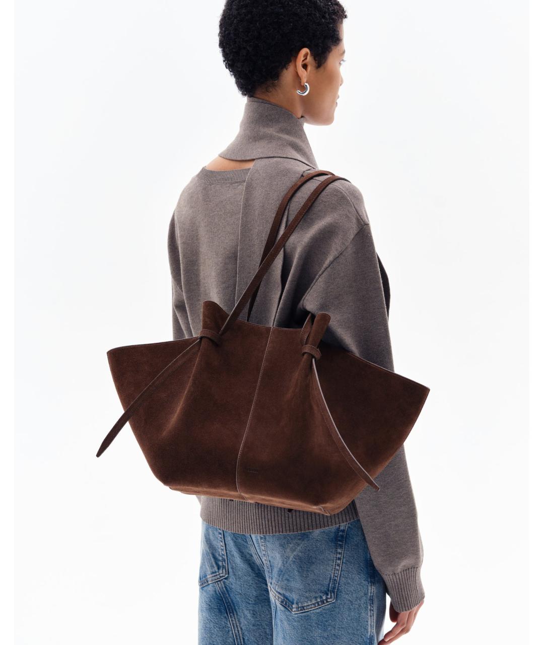 YUZEFI Коричневая замшевая сумка через плечо, фото 4